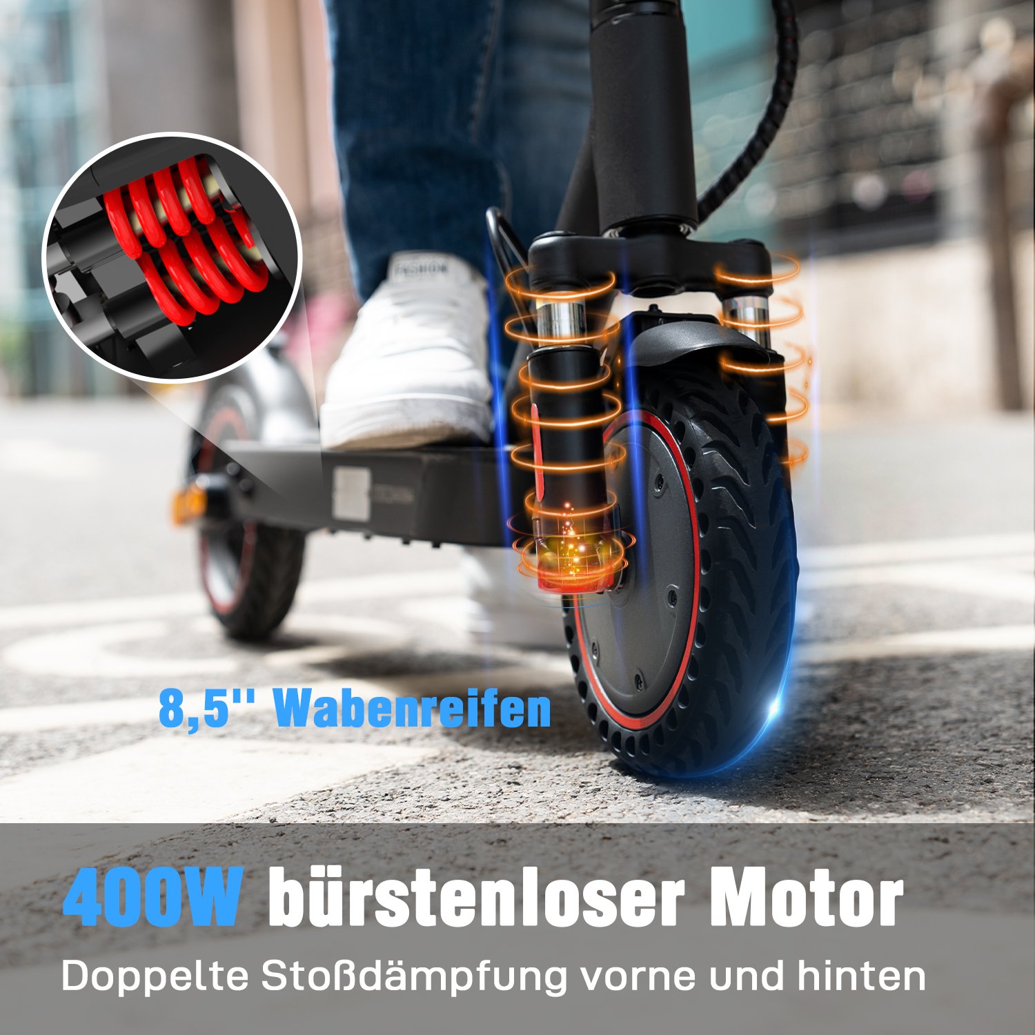 Evercross EU Stock 400W 42V 8.5inch Solid Tyres E-Scooter 3 Speeds Adults Teenager Gift Folding ABE Electric Scooters with APP
