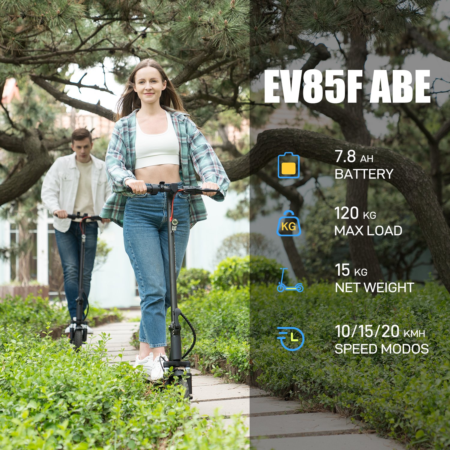 Evercross EU Stock 400W 42V 8.5inch Solid Tyres E-Scooter 3 Speeds Adults Teenager Gift Folding ABE Electric Scooters with APP