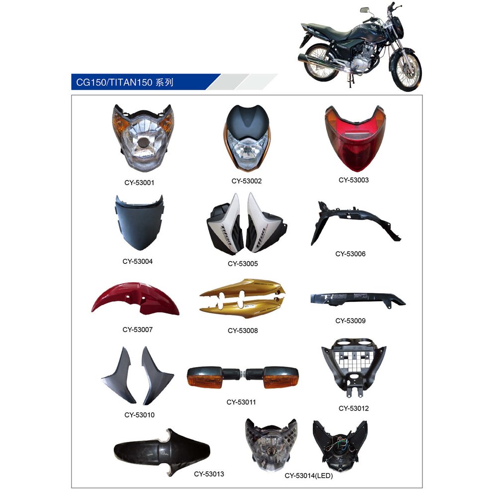 Motorcycle parts for TITAN CG 125 plastic parts Fender piston side cover headlight tail light speedometer cylinder carburetor