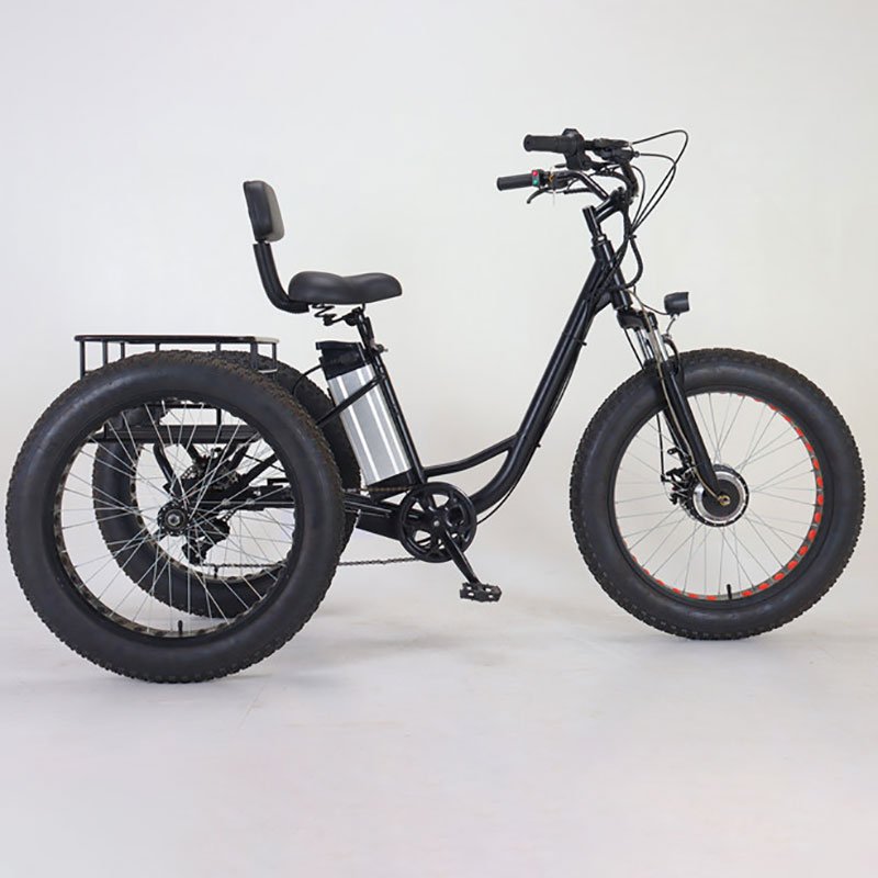 Tuk Tuk Electric 350W 20 Inch Fat Tire 3 Wheel Velomoped Electric Bike With Basket Electric Hybrid Three-Wheel Truck