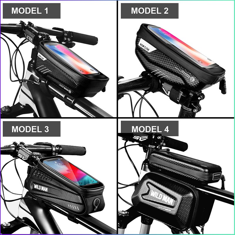 WILD MAN Rainproof Bicycle Bag Frame Front Top Tube Cycling Bag Reflective 6.5in Phone Case Touchscreen Bag MTB Bike Accessories