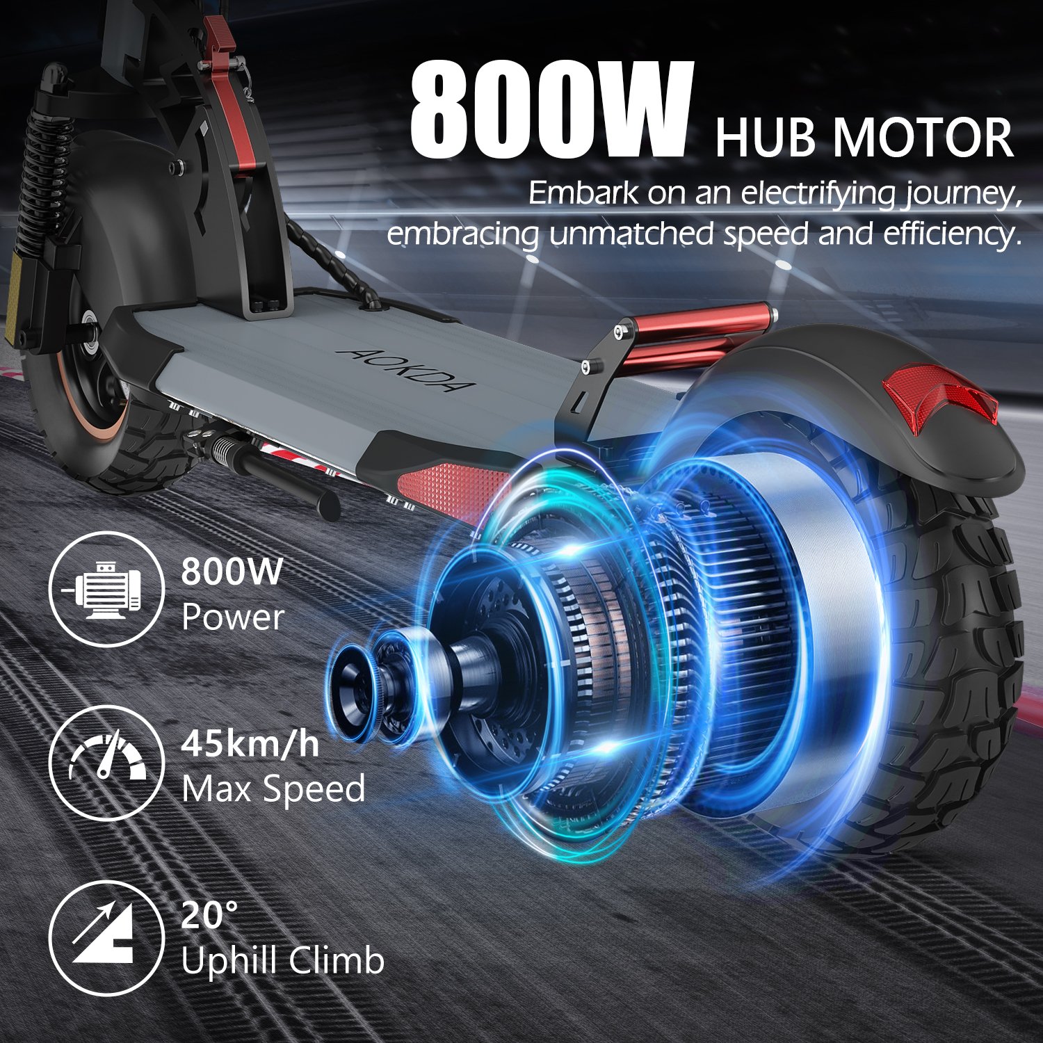 Europe US Warehouse AOKDA A1 electric scooter 10 inch offroad Kick Scooters 800W Motor electric scooter made in china