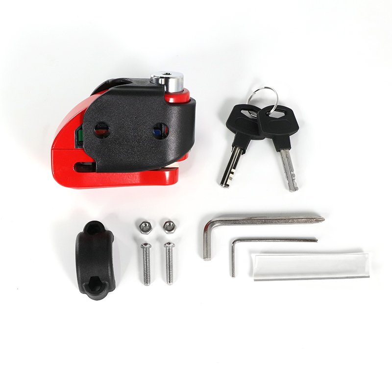 New Image Alarm Lock Storage Holder Safety Bicycle Anti-theft Brake Battery Key Wrench Cycling Accessories Scooter Disc Lock