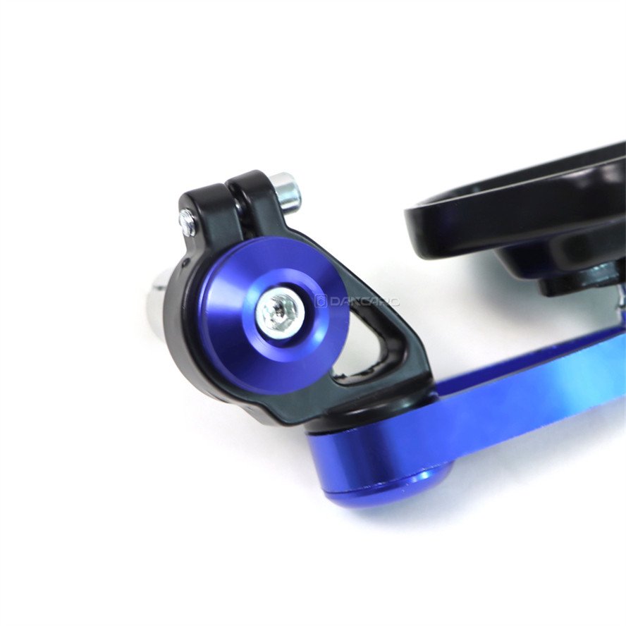 DANCARO Motorcycle Review Side Mirror Grip Bar End Mirrors Blue/White Glass Reflector Aluminum CNC Universal Scooter Accessories