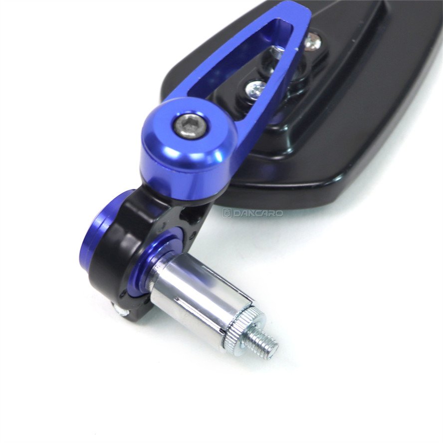 DANCARO Motorcycle Review Side Mirror Grip Bar End Mirrors Blue/White Glass Reflector Aluminum CNC Universal Scooter Accessories