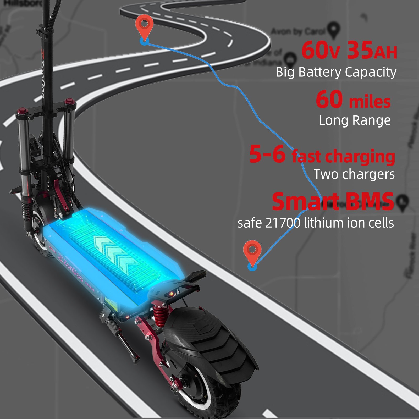 ZonDoo 5600W 6000W electric scooters powerful adult eu usa better than dualtron yumeway 11inch laotie ti30 tubeless escooter