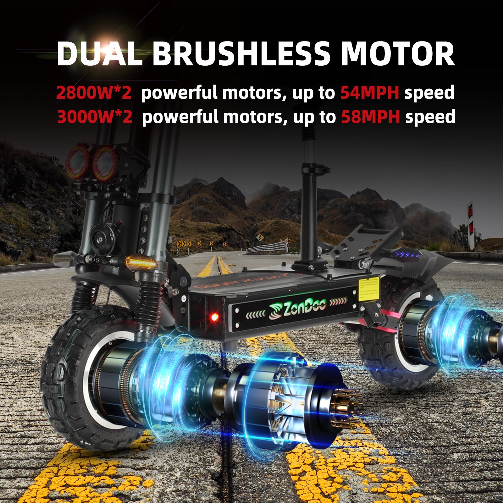 ZonDoo 5600W 6000W electric scooters powerful adult eu usa better than dualtron yumeway 11inch laotie ti30 tubeless escooter