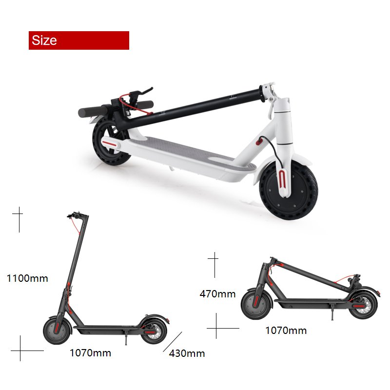 Factory Directly Sale E Scooter 8.5in Air Tire Battery 36V China Foldable E-Bike Scooter with Light