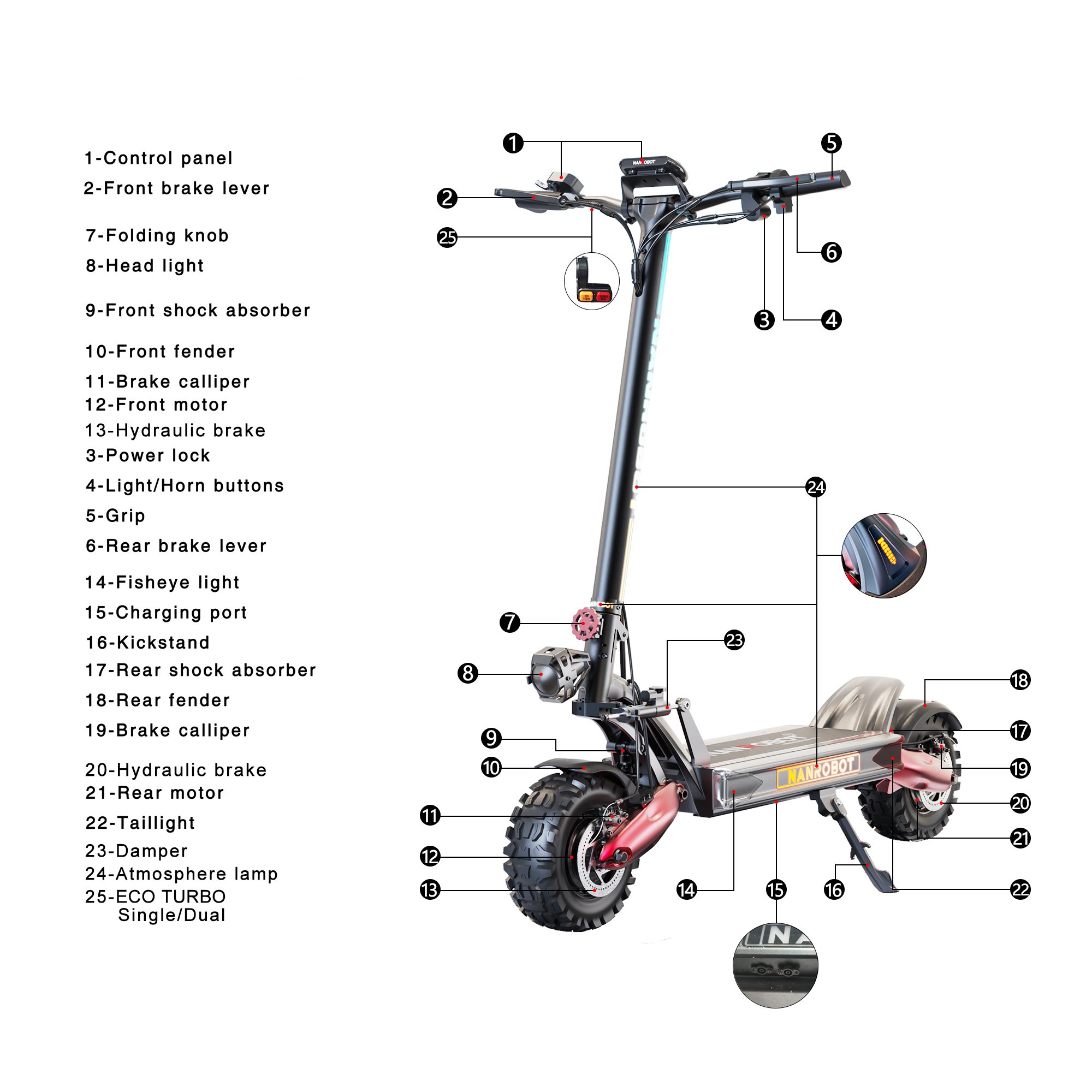 Custom 72V 32A LG Battery Nanrobot LS7+ electric scooters fast e scooters for adult 1000/2000/3000/4000/4800W