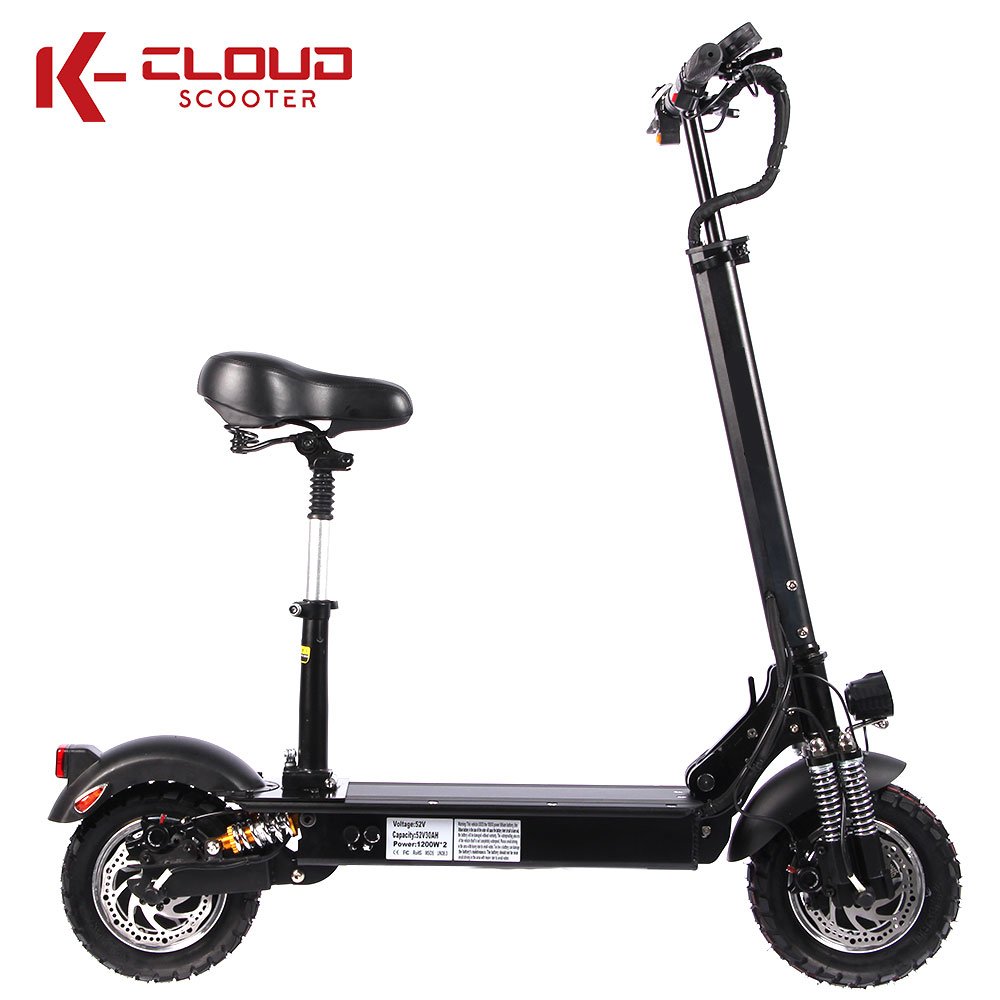 E scooter adult 52V 2400W dual motor electric scooter with seat long range 10inch trotinette electrique