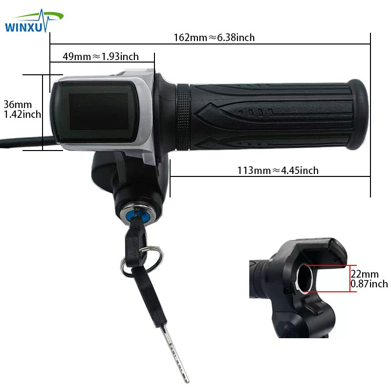 LCD Speed display Throttle E-bike accelerator Handlebar Battery voltage Mileage display for Electric Bicycle Scooter Motorbike
