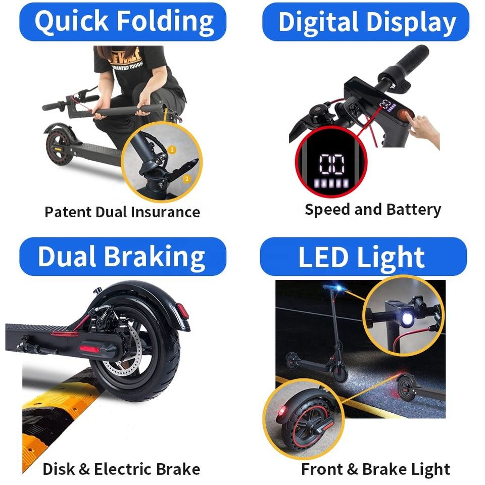 Metal Mudguard Disc Brake IP55 Waterproof E Scooter Adult Cheapest Electric Scooters Delivery from China UK EU