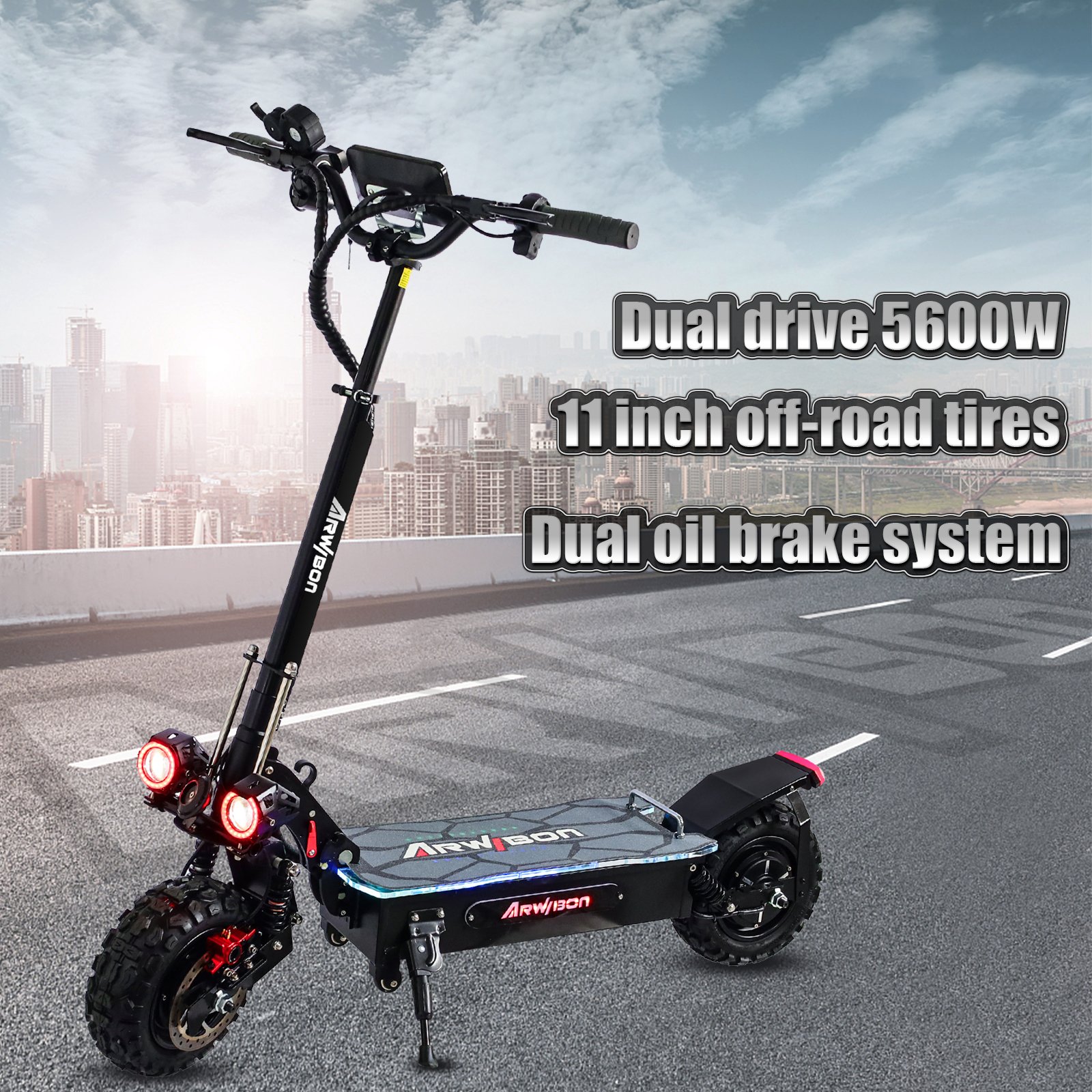 Hot Selling EU Warehouse Stock Fast Speed 80km/h 5600w Dual Motor Electric Scooter 60v 35ah Folding Off-road Scooter Electric Ce