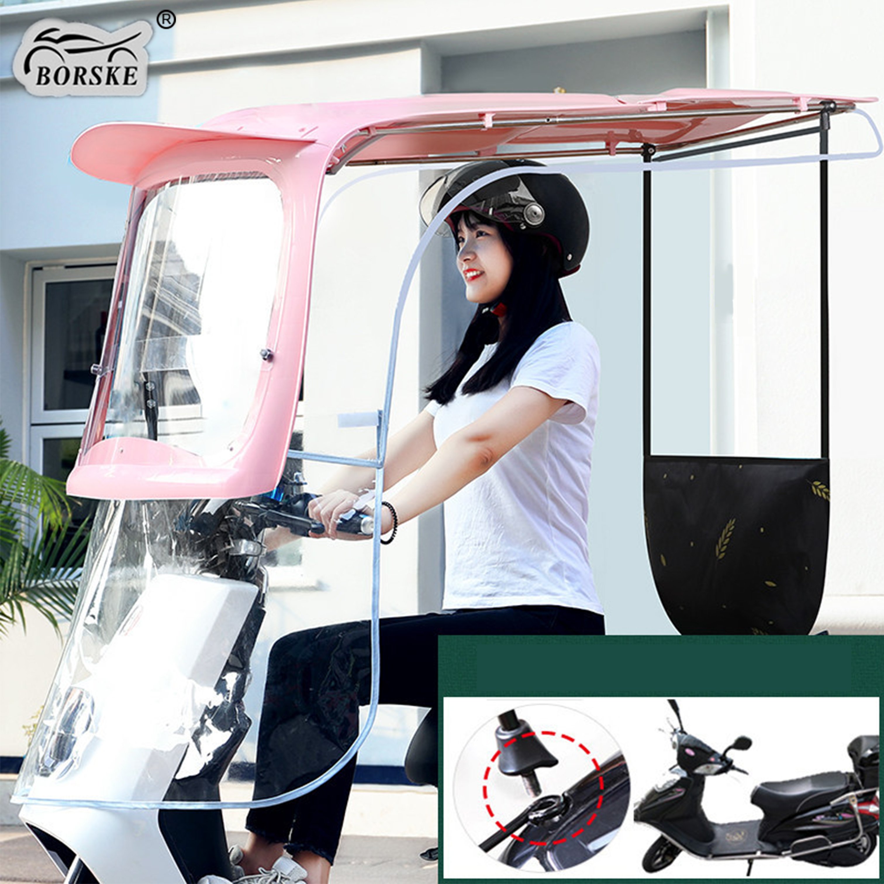 Custom Full Covered Electric Bike Awnings Outdoor Windproof Sunshade Rain Shelter Motorcycles Umbrella Strong Scooters Umbrella