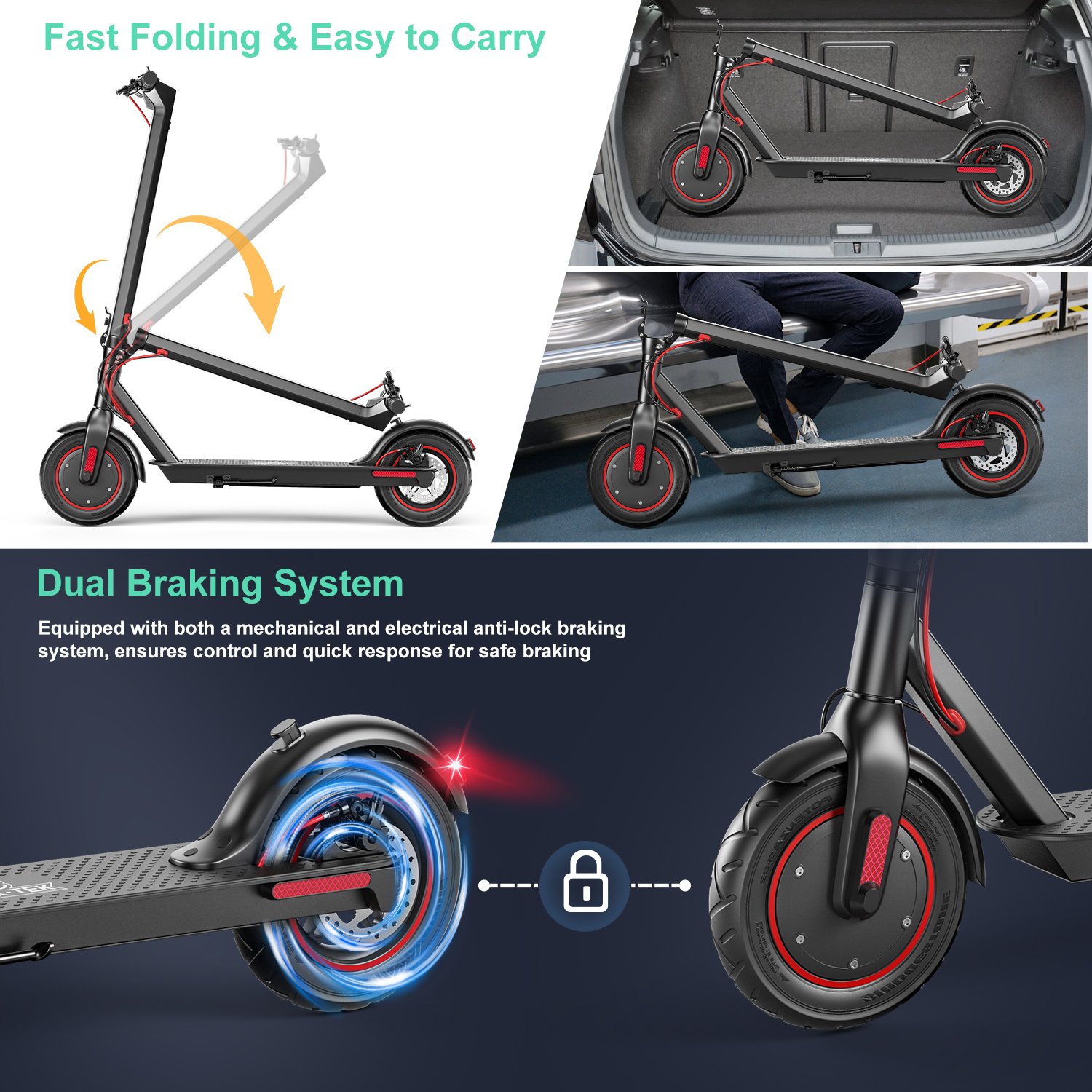 OEM ODM 350W 500W 10 inch Portable 2 Wheel Electric Scooter 36V 10ah 15ah E scooter Monpattino Patinete electrico elscooter