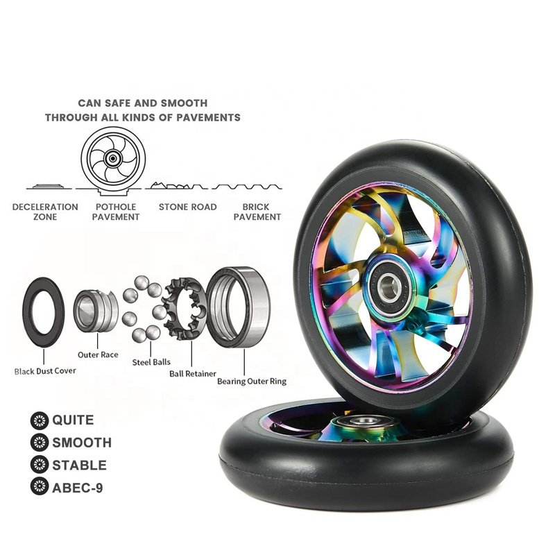 Scooter Replacement wheels100mm 110mm Push/Kick/Pro Stunt Scooter Wheels with Bearings