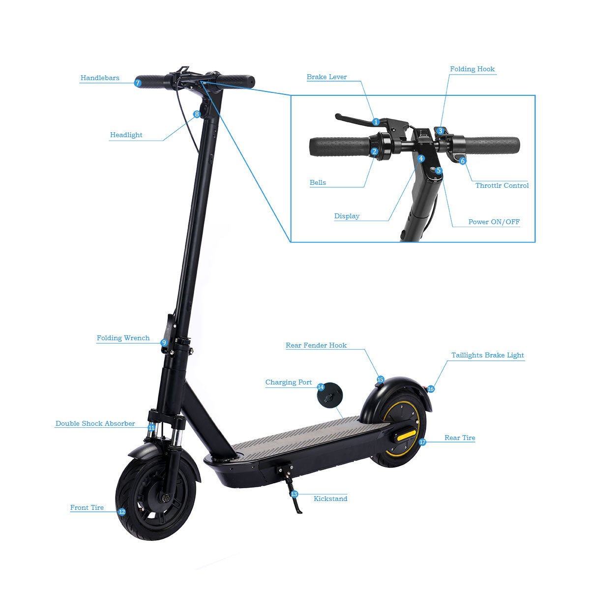 FW-024 800W Electric Scooter foldable UK Warehouse10 Inch 48V Factory Direct Sale Adult Electric scooter