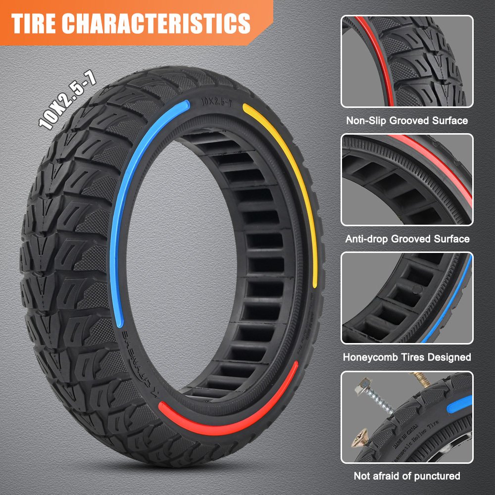 Scooter Tyres 10 x 2.5 Honeycomb Tire for Cityneye 4/4 Pro Electric Scooter Rubber 10 Inch Solid Wheel Tires
