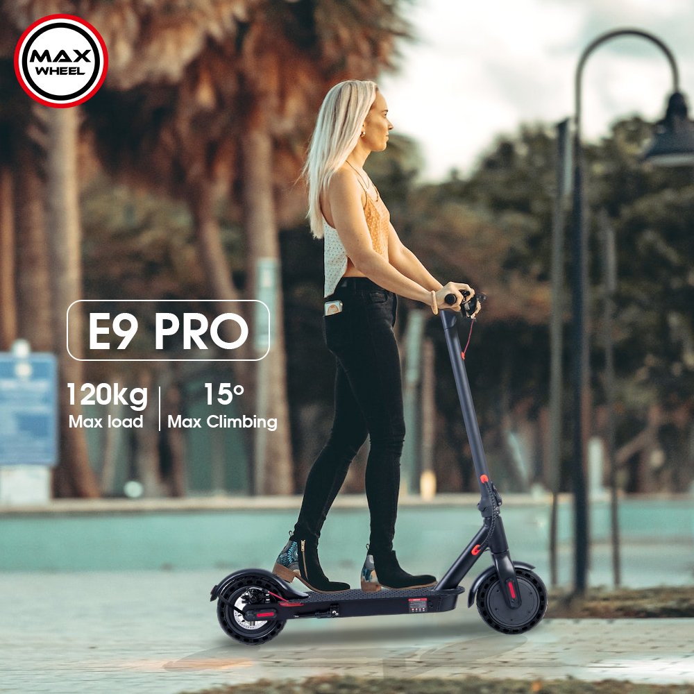 36v 7.5ah lithium battery city road scooter E9pro foldable two wheel electric scooters for adult