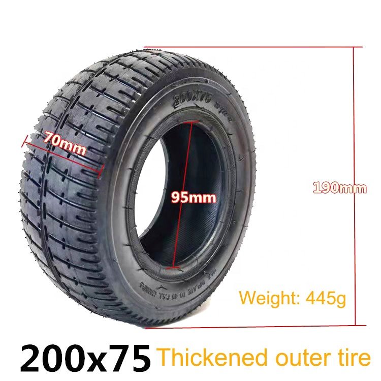 200x75 Tire for Electric Scooter Go Kart 8 Inch Thick and Wide Wear Resistant Pneumatic Tire 200*75