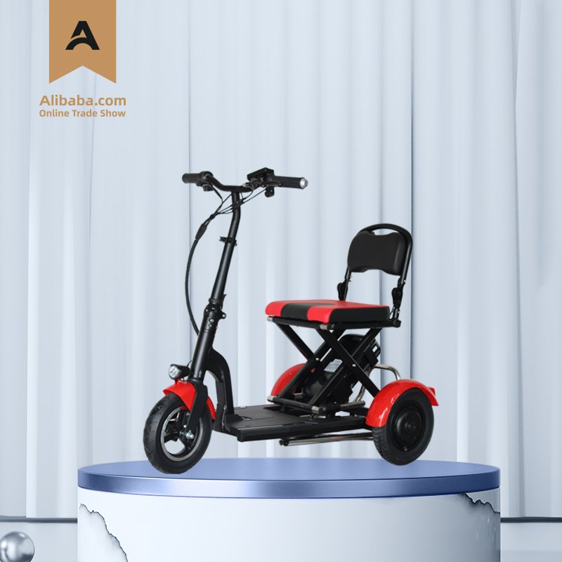 Tricycle Electric Scooter 3 Wheel 10'' Folding Electric Tricycle with Aluminum Alloy Frame for Adults