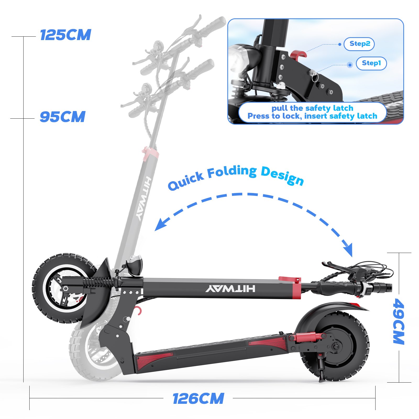 EU UK Stock HITWAY Off Road 10inches Fat Tire Electric Scooter 48V 13Ah 800W Hot Selling Electric Scooters