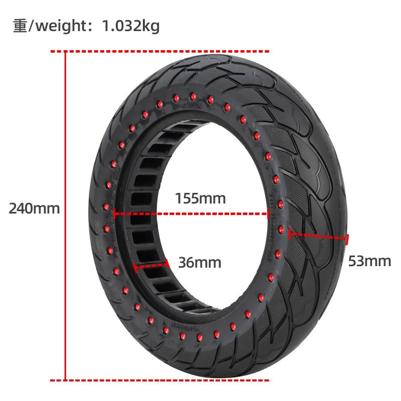 10*2.125 Solid Rubber Tire With Rim For Kugoo M4 Pro Max G30 Scooter Electric Scooter Anti-Shock Front Wheel With Red Ring Tire