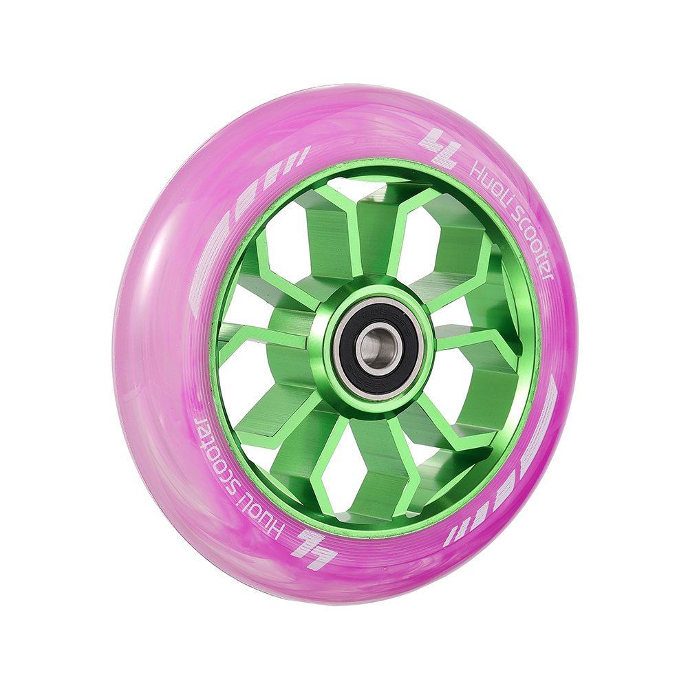 Huoli 110mm Pink PU Wheels Extreme Sport Pro Stunt Kick Scooter Wheels Aluminum Core Abec-9 Bearing Extreme Sport Pro Accessory