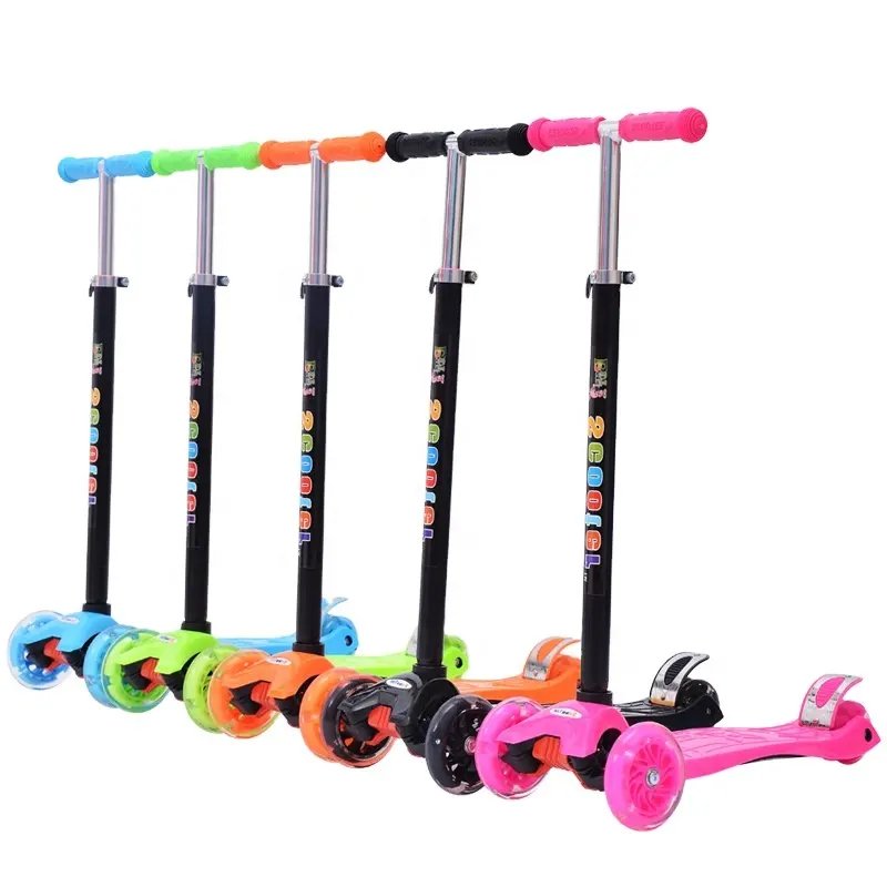 Factory cheap 3 wheel folding adjust height kids electric scooter children kids kick foot scooter
