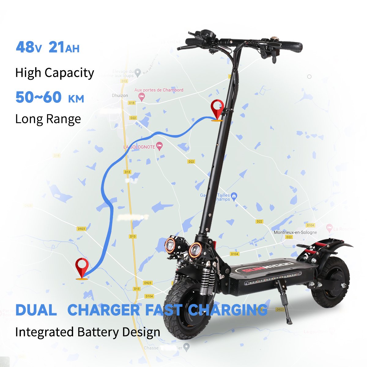 1200W Dual Brushless Motor Off Road 25km/h 60km/h Cheap And Fast 11 Inch E Bike Electric Scooters with 120kgs