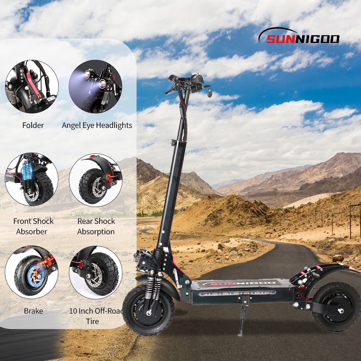 1200W Dual Brushless Motor Off Road 25km/h 60km/h Cheap And Fast 11 Inch E Bike Electric Scooters with 120kgs