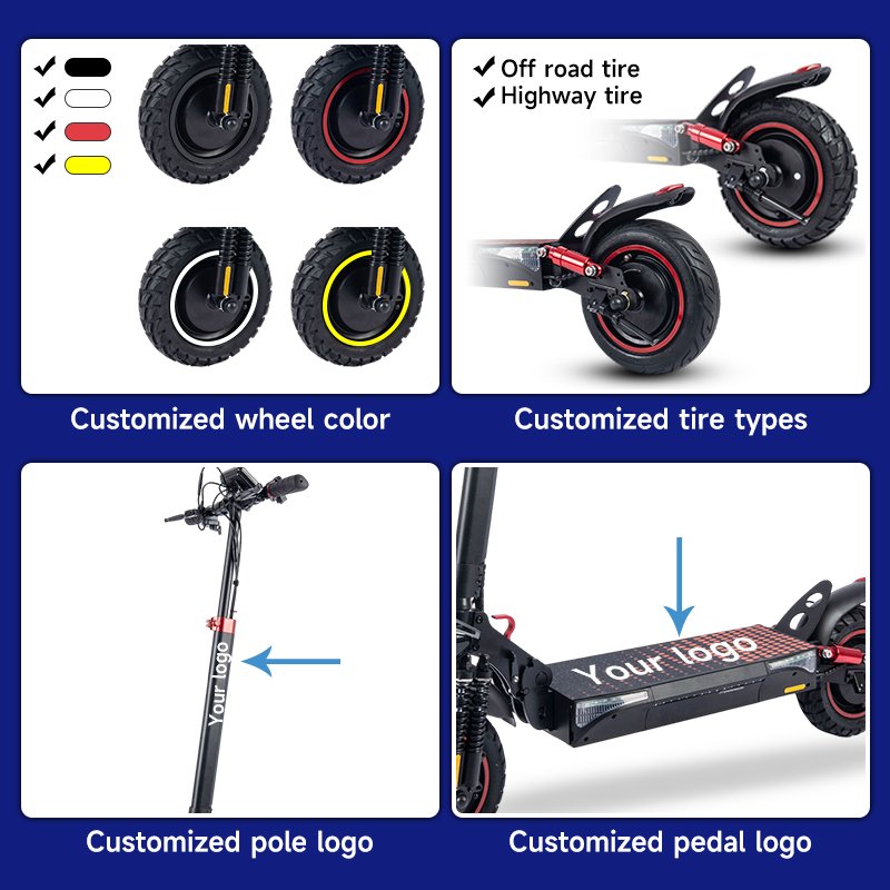2024 China T4 Electric Scooter Off Road Adult Foldable10 Inch Electric Scooter Disc Brakes