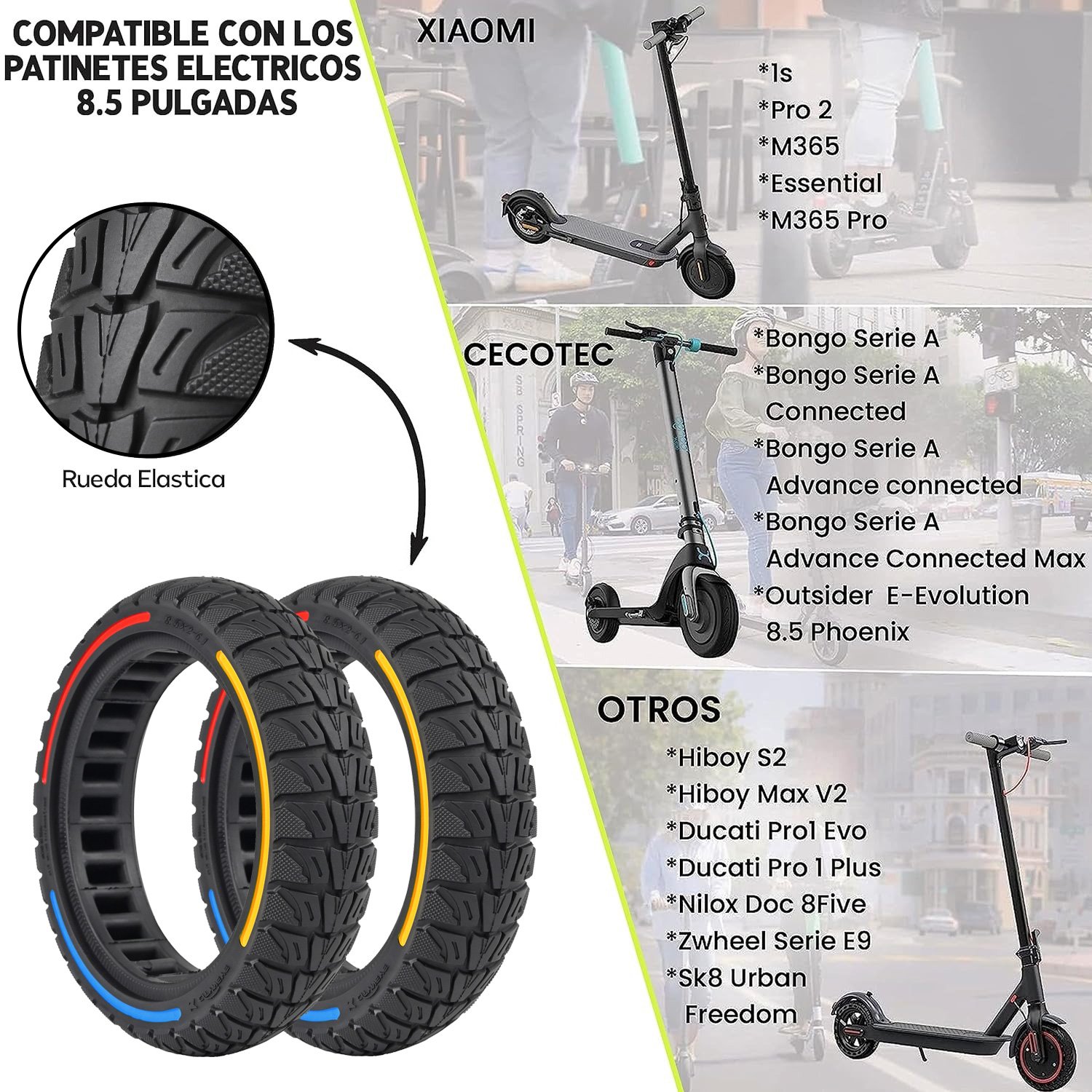 Scooter Professional Tires 8.5 Inch Tire Tubeless Solid Tyre For Cityneye With M365 Pro