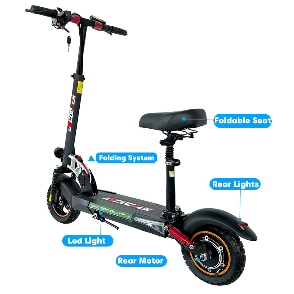 Seat Electric Adult Scooter 10 Inch Foldable Adult With Suspensions EU USA Warehouse Stock Drop Shipping