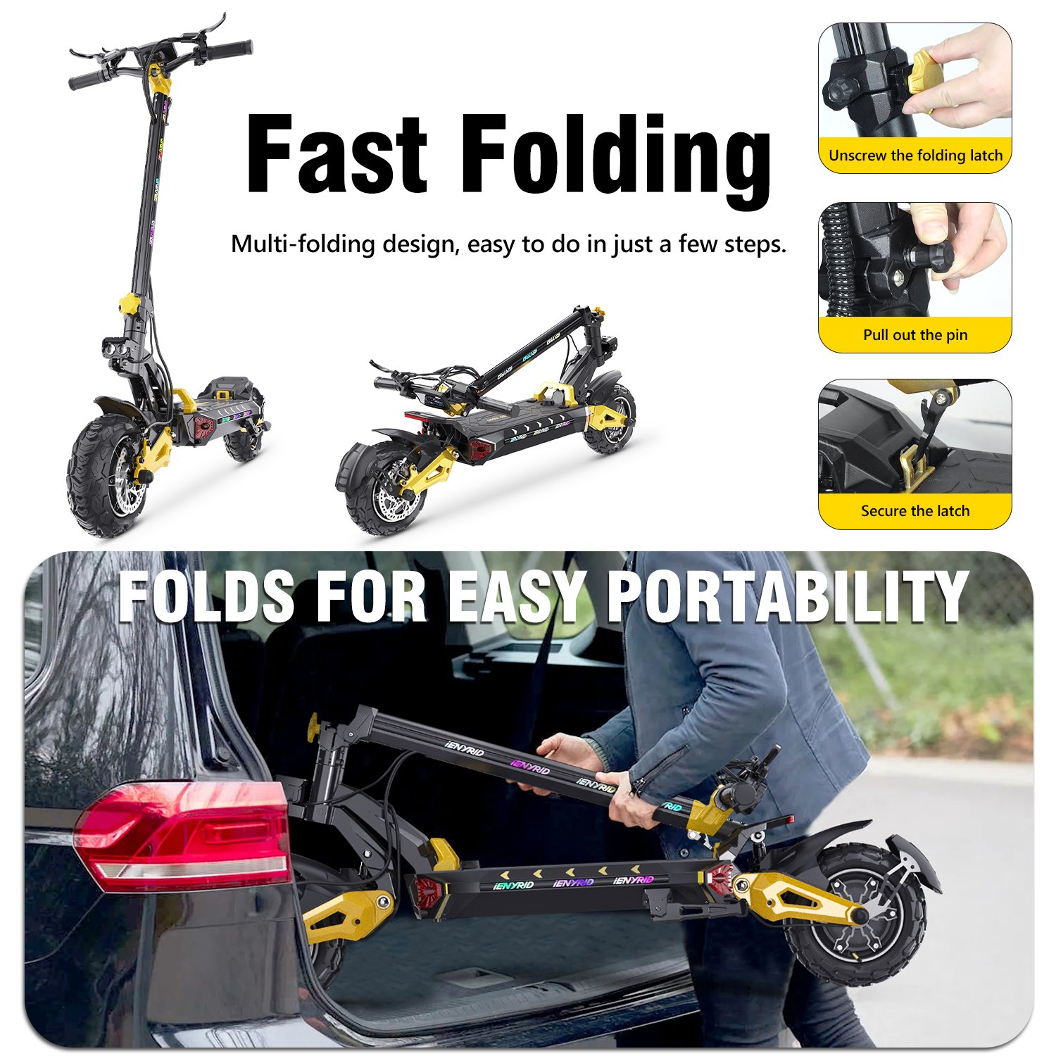 Hot Selling 23AH 2400W Foldable E Scooter Dual Motor iENYRID ES60 Electric Scooter For Men Adults
