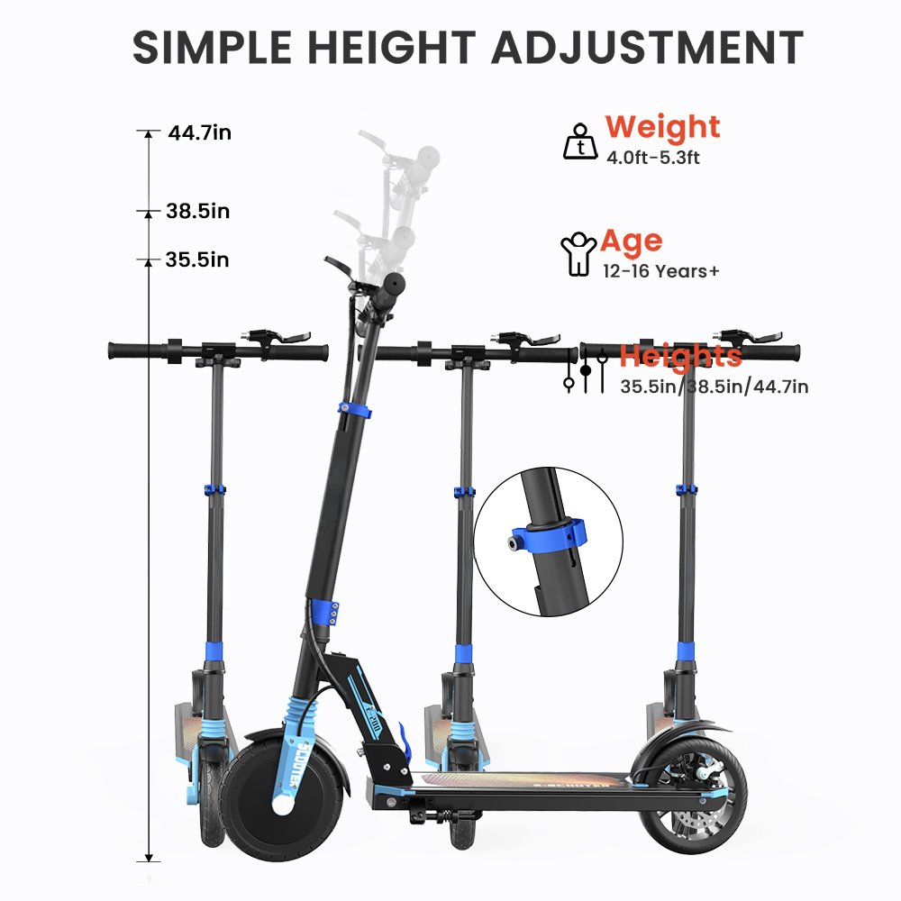 EU Stock Electric Children'S Scooter Foldable PU wheels adjustable height toddler 3-8 years old Electric Scooter For Kids