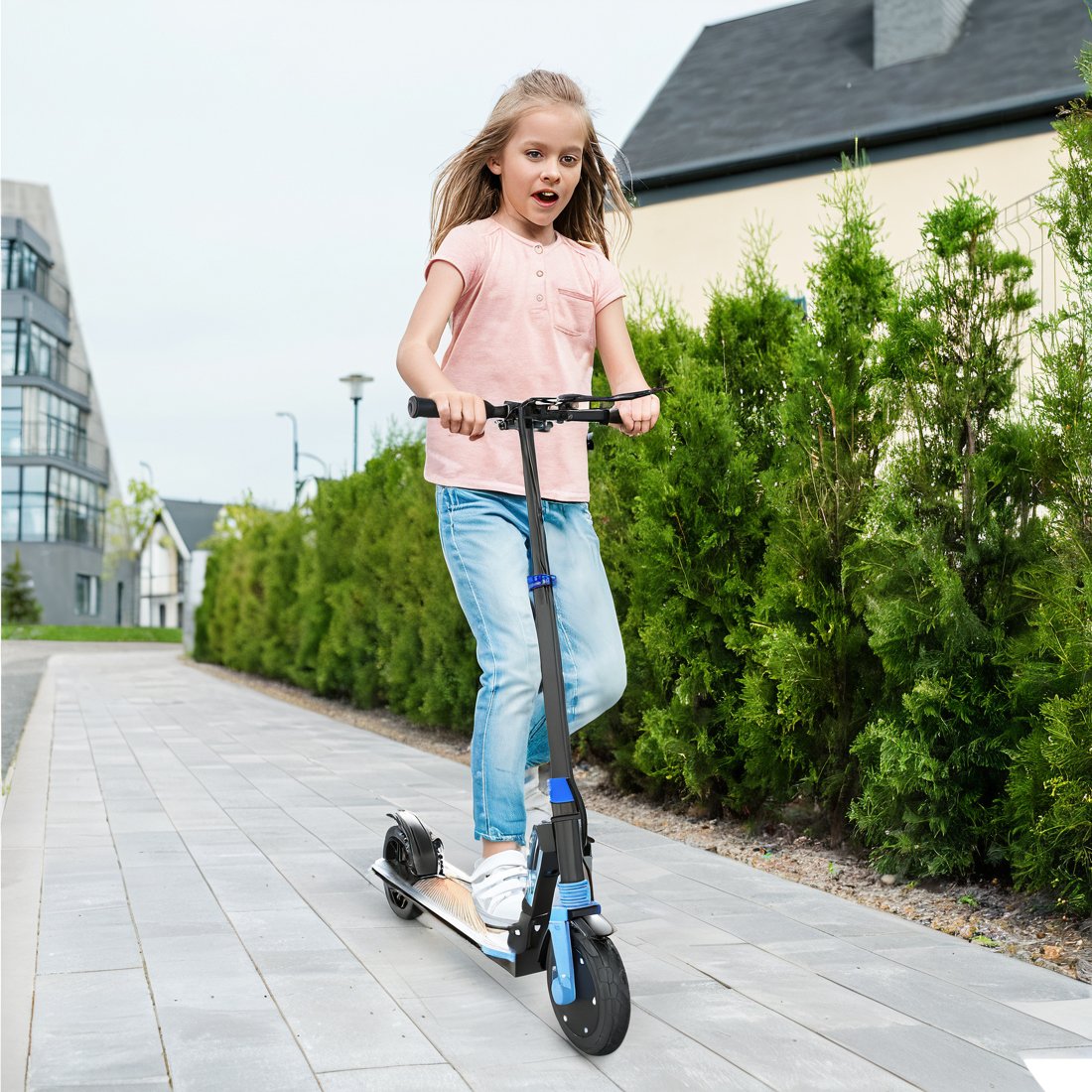 EU Stock Electric Children'S Scooter Foldable PU wheels adjustable height toddler 3-8 years old Electric Scooter For Kids