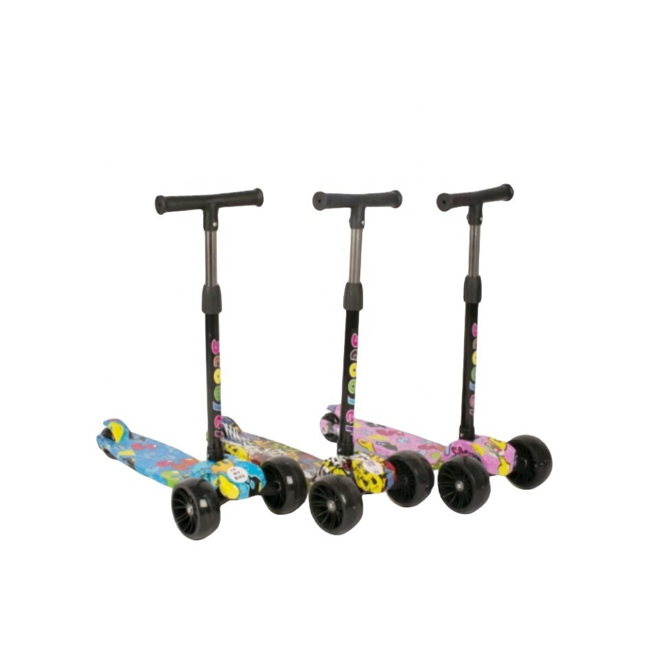 3 wheels Adjustable Height Skateboard foldable Kick Kids Foot Electric Scooter With Led Light for girls child
