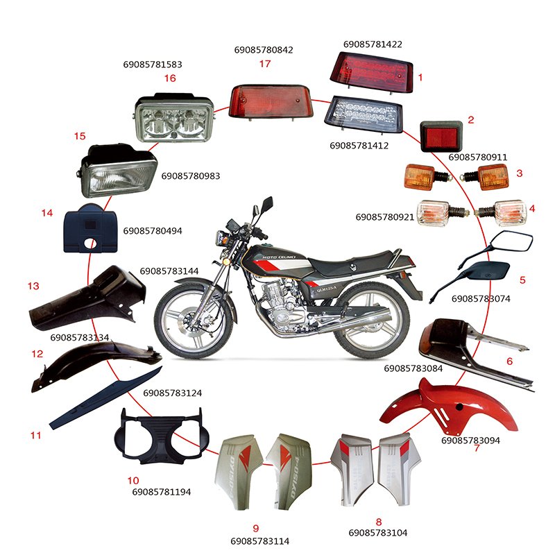 Factory Manufacturer PGT Motorcycle Spare Part Complete Plastic Body Side Cover Front And Rear Fenders