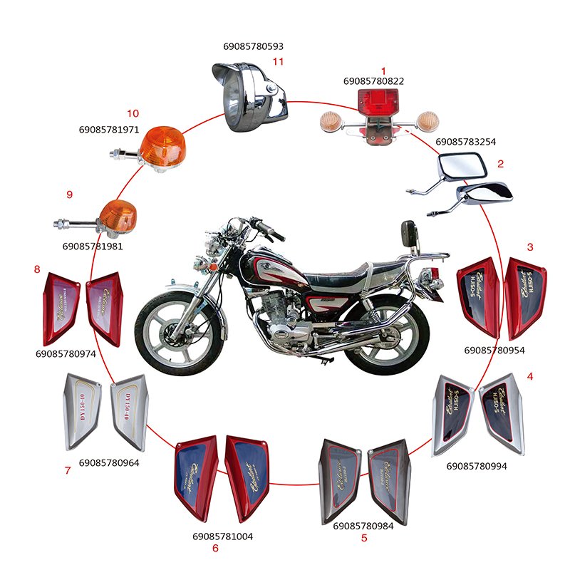Factory Manufacturer PGT Motorcycle Spare Part Complete Plastic Body Side Cover Front And Rear Fenders