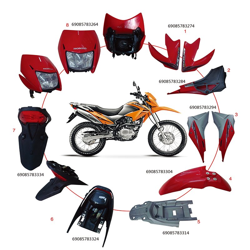Factory Manufacturer PGT Motorcycle Spare Part Complete Plastic Body Side Cover Front And Rear Fenders