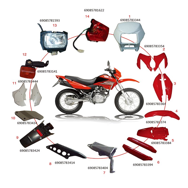 Factory Manufacturer PGT Motorcycle Spare Part Complete Plastic Body Side Cover Front And Rear Fenders