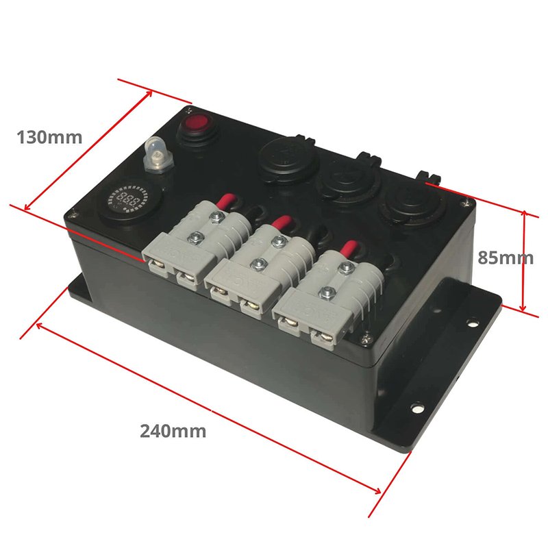 Auto Electronics Battery Power System Control Distribution Box 3 Cig Sockets 50A connector Plug DC Portable 12V Mini Power Box