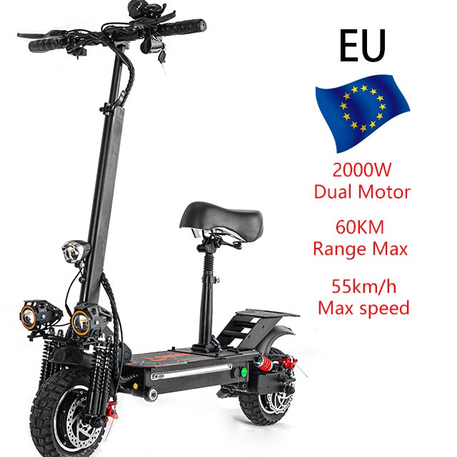 Big Power 2000w e scooter max load max speed 60KM/H 2 wheel stand up electric scooter 10Pro