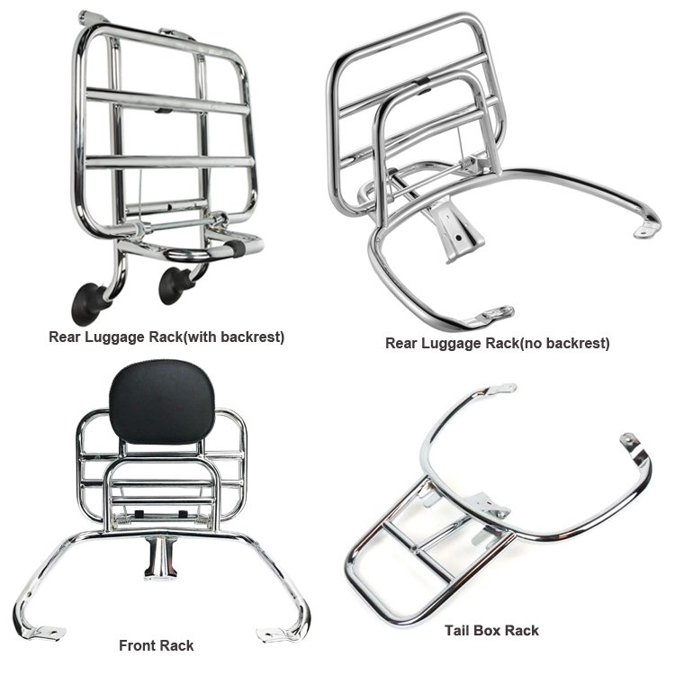 BORSKE Factory Wholesale Vespa parts Cargo Shelf Backrest Storage Rack Scooter Rear Luggage Rack for Piaggio Vespa Lx LxV S