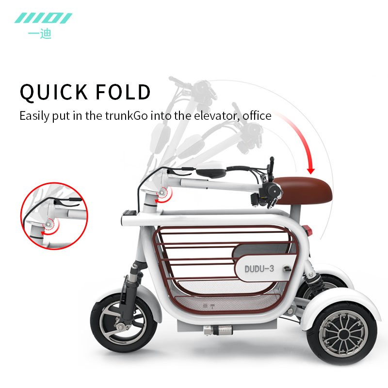 Three Wheel Folding Electric Scooter 400W Portable Electric Scooter with Baby Seat