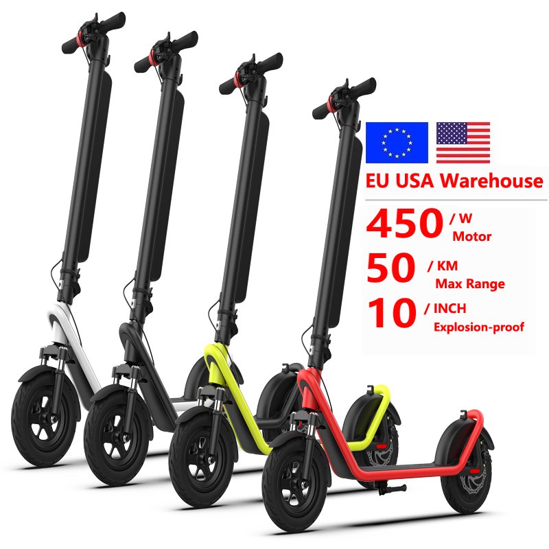 2024 Europe warehouse 450w Motor E scooter 10 Inch 13 Ah Removable Lithium Battery 50KM Long Range Electronic Scooters Adult
