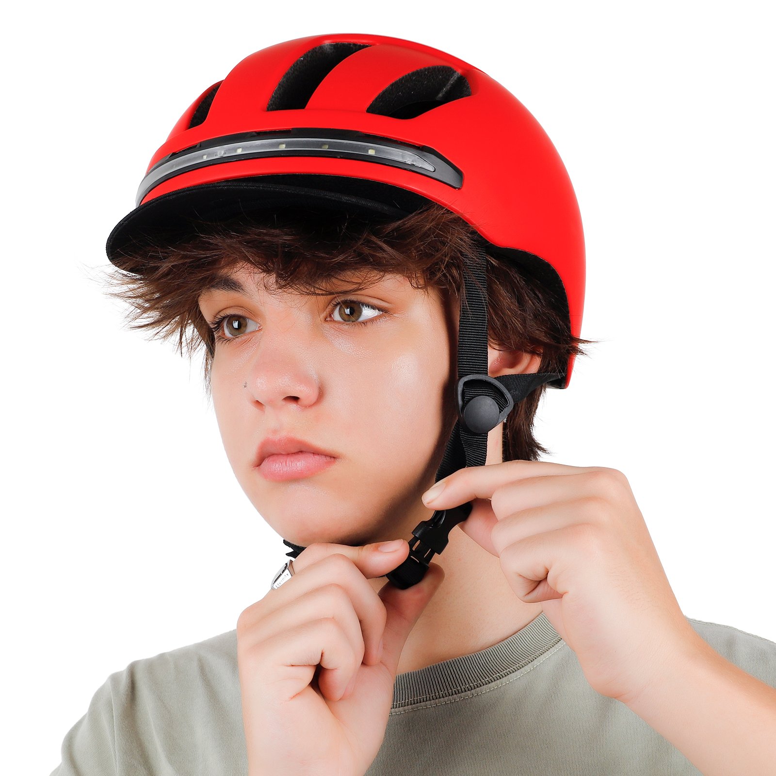 Electric Scooter Red Smart helmet with Wireless Handlebar Remote Control E-Scooter Helmet for Electric Scooter Spare Parts