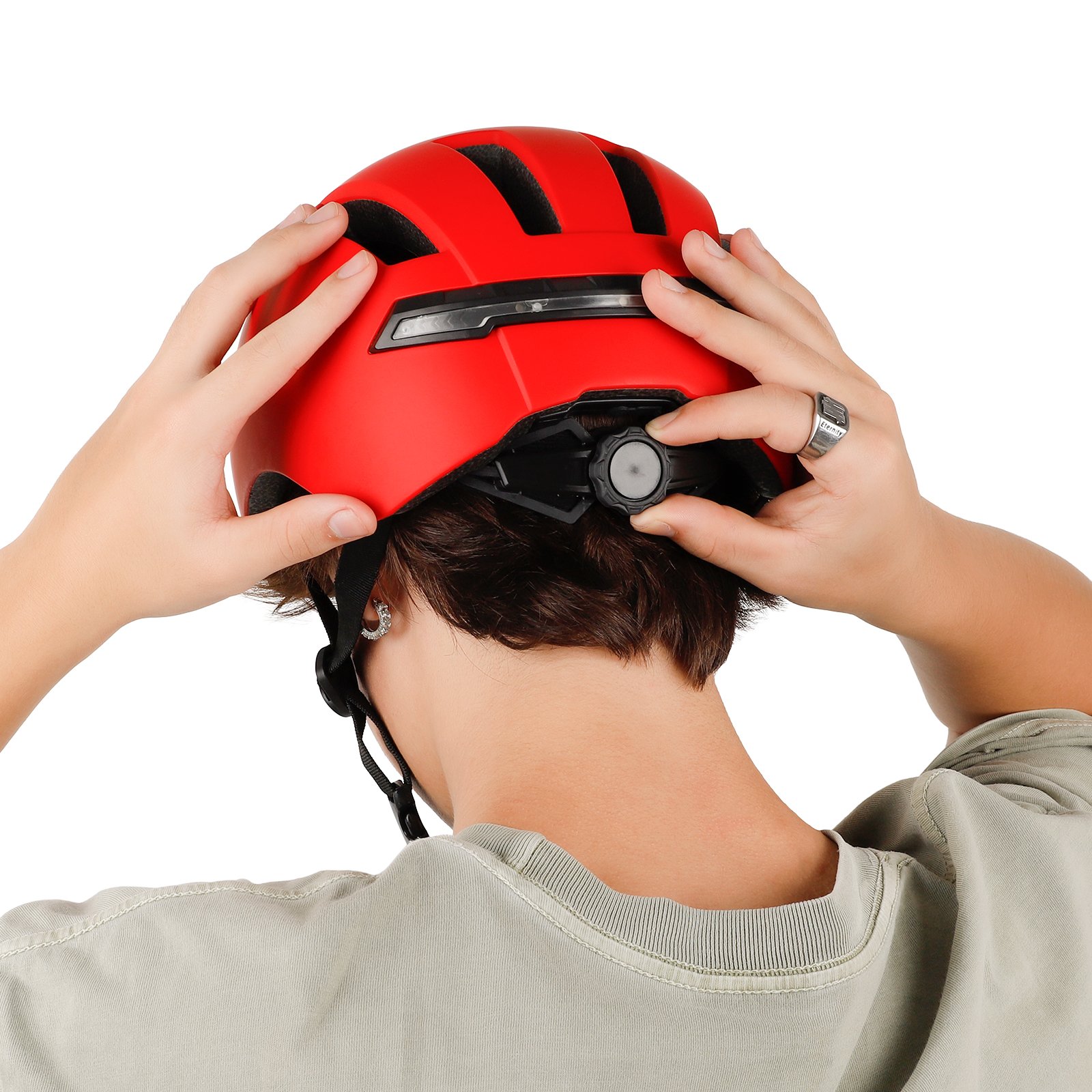 Electric Scooter Red Smart helmet with Wireless Handlebar Remote Control E-Scooter Helmet for Electric Scooter Spare Parts