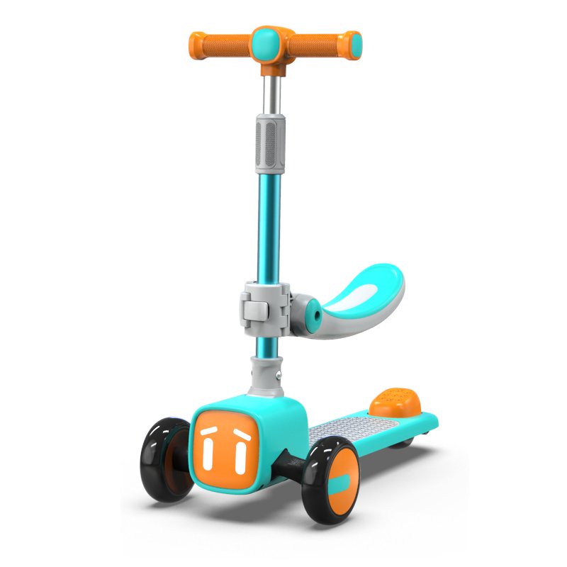 Wholesale OEM ODM 2in1 Kids Patinetas Scooter With Seat Patinete Infantil Light-Up 3 Wheels Rodas Wide Deck 4 Adjustable Height
